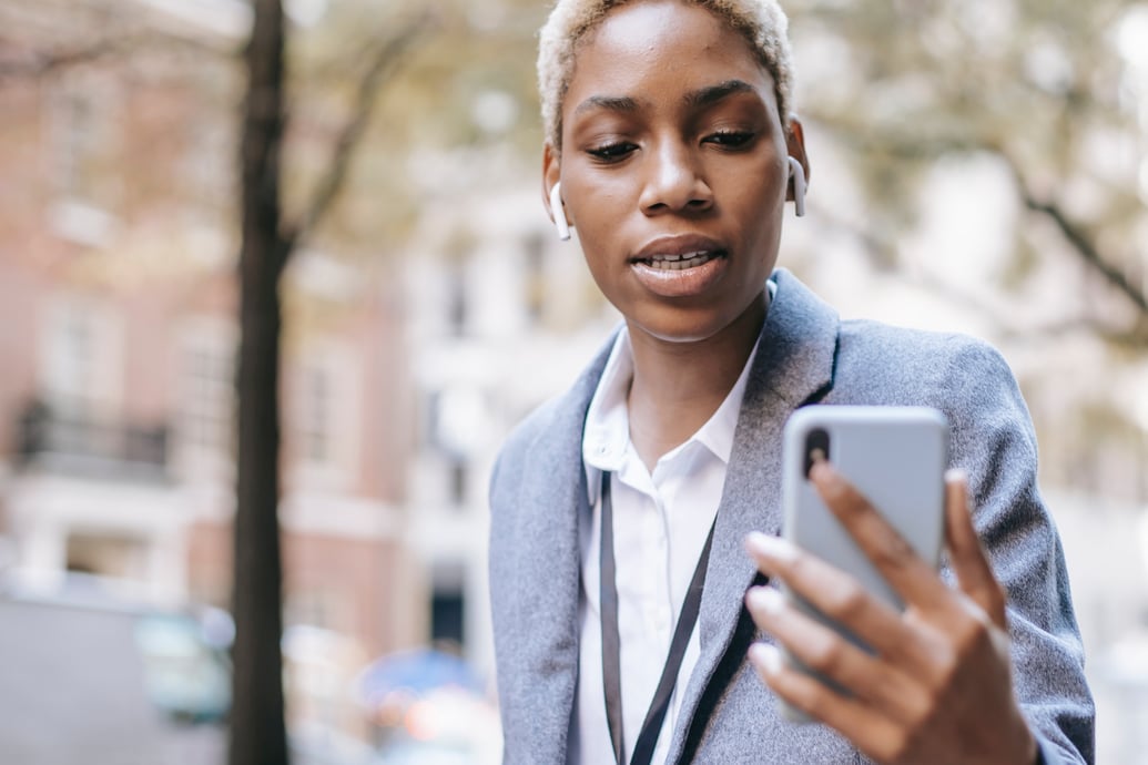 woman on phone outside